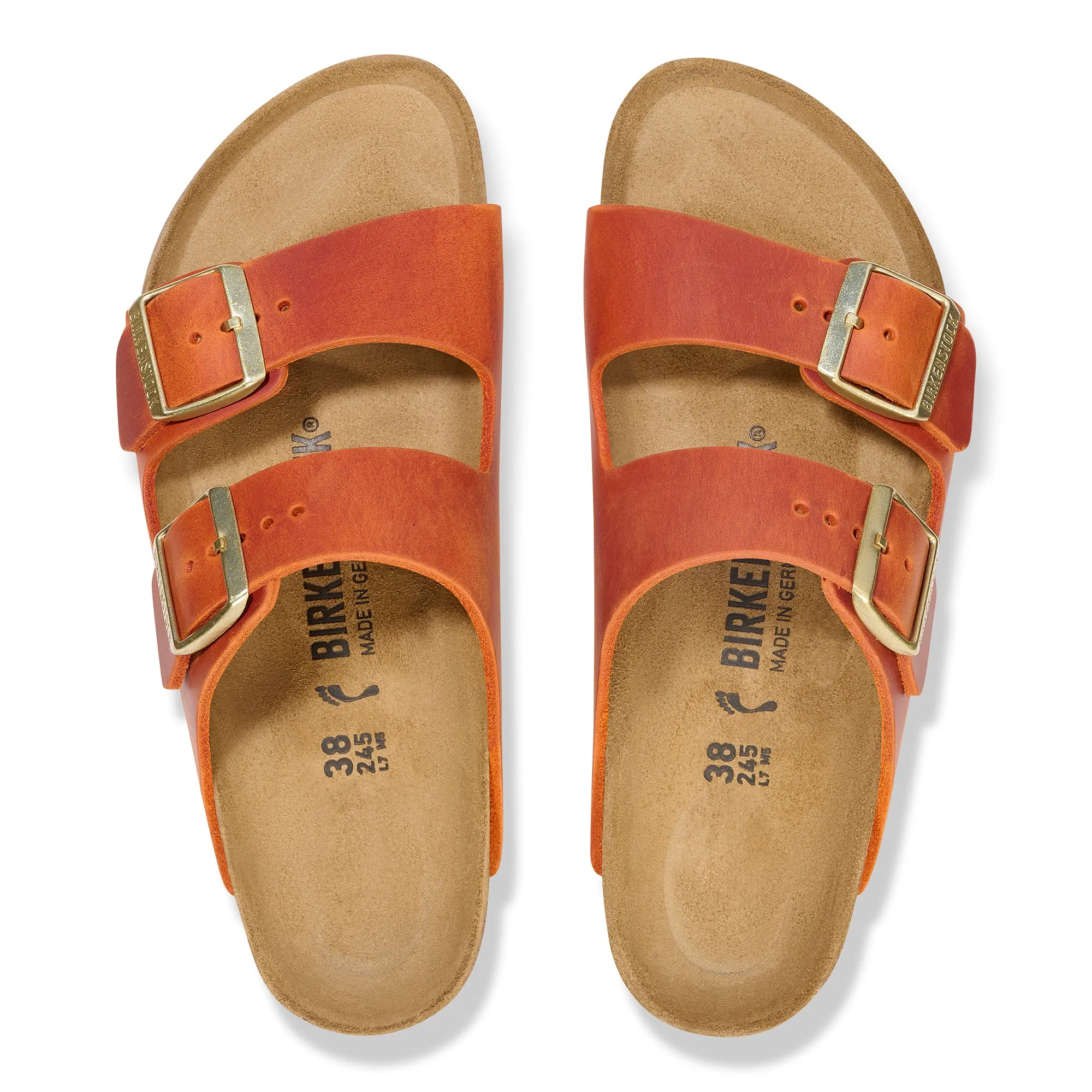 Women's Birkenstock Arizona Oiled Leather Color: Burnt Orange (MEDIUM/NARROW WIDTH)