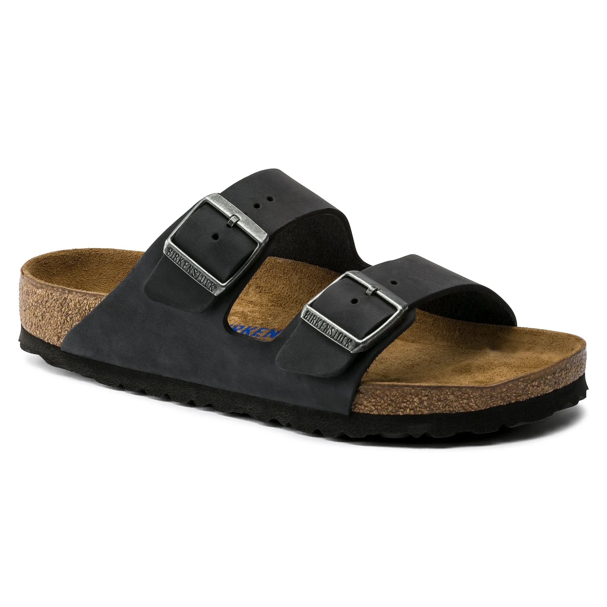 Women's Birkenstock Arizona Soft Footbed Oiled Leather Color: Black  (MEDIUM/NARROW WIDTH)