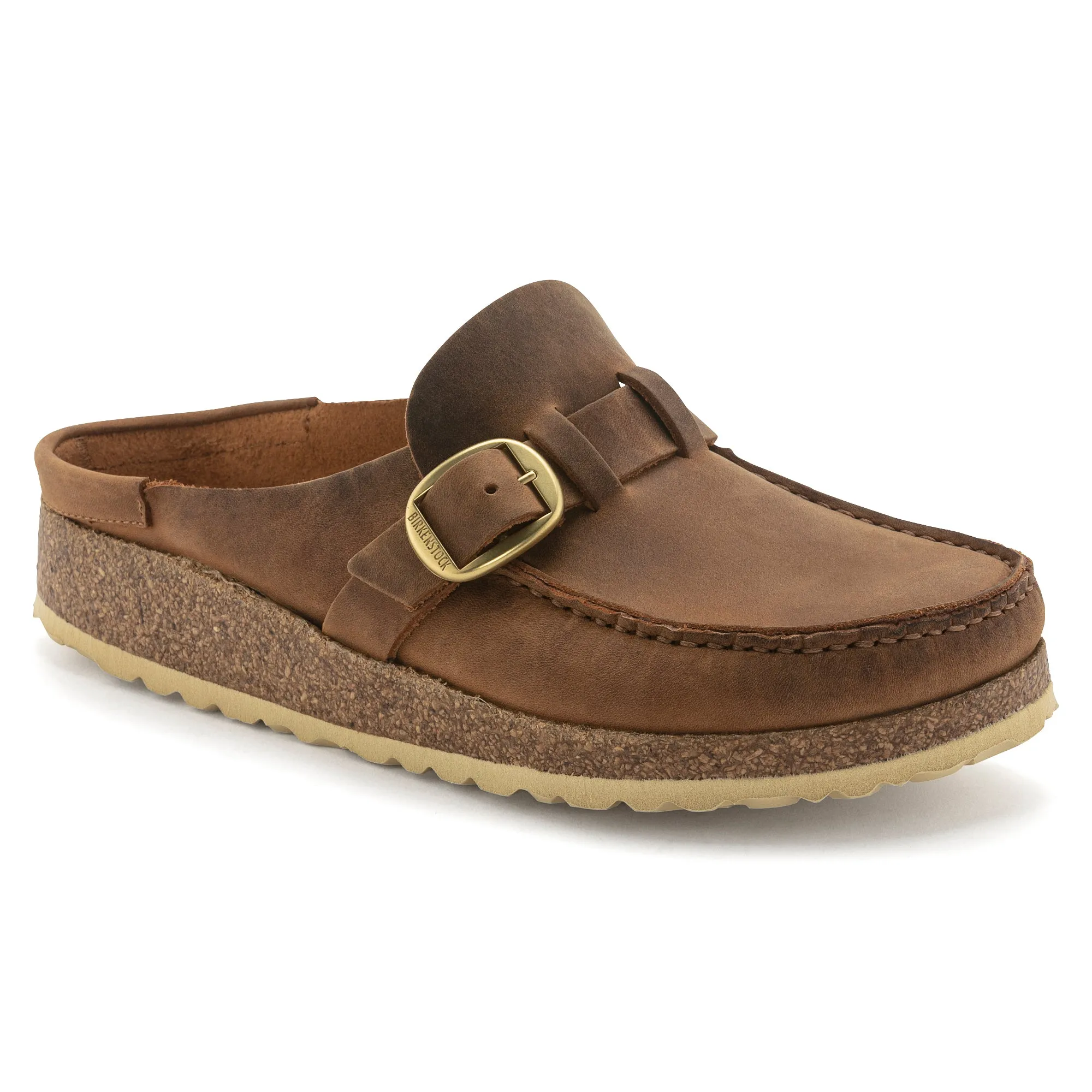 Women's Birkenstock Buckley Oiled Leather Color: Cognac (MEDIUM/NARROW WIDTH)