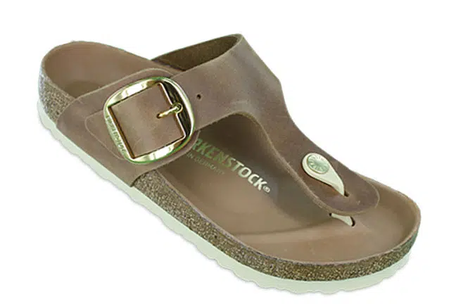 Women’s Birkenstock Gizeh Big Buckle Cognac Oiled-Leather Regular Sandals