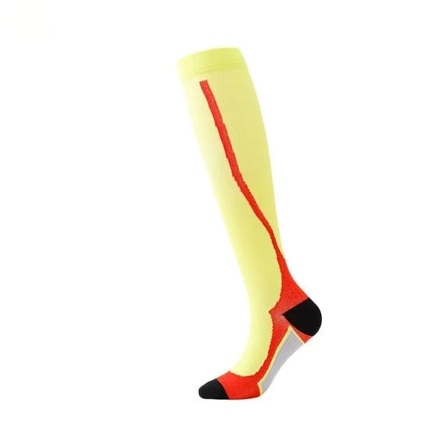 Yellow Red Compression Blood Circulation Promotion Slimming Socks for Men